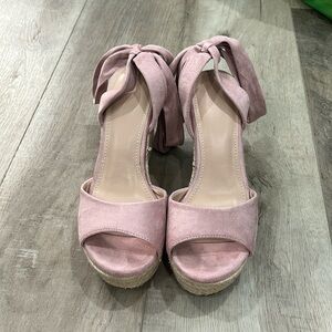 Pink Suede Wedges